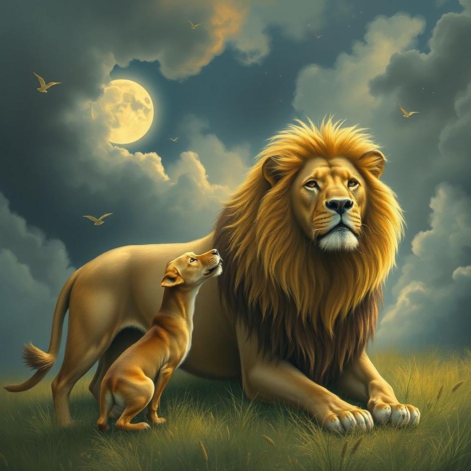 Dream : Dog and a lion in a dream