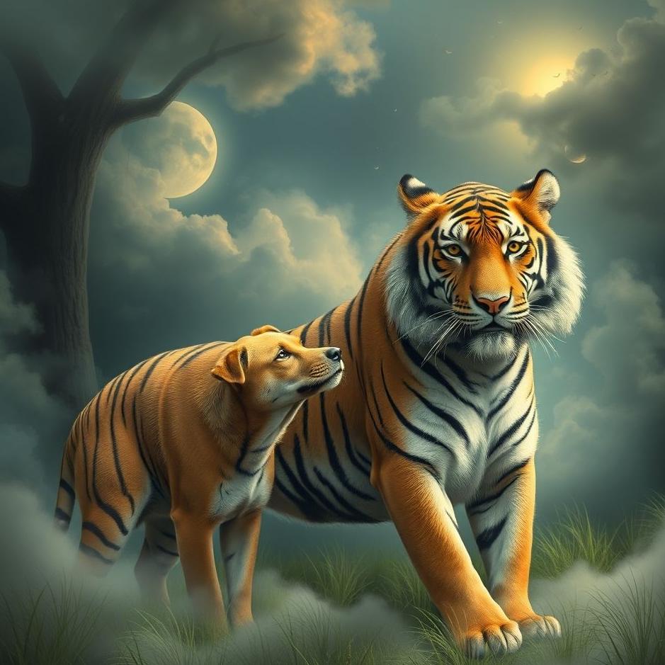 Dream : Dog and a tiger in a dream