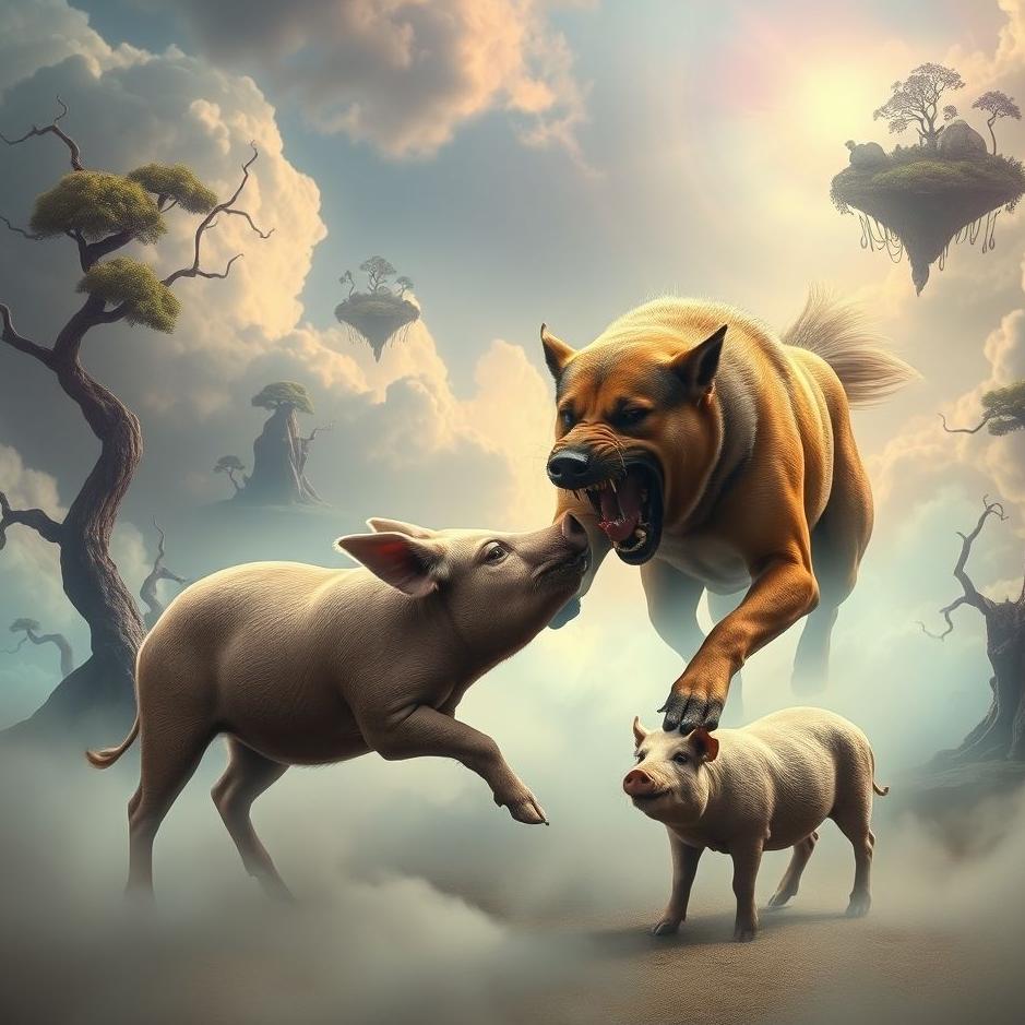 Dream : Dog attacking a pig in a dream