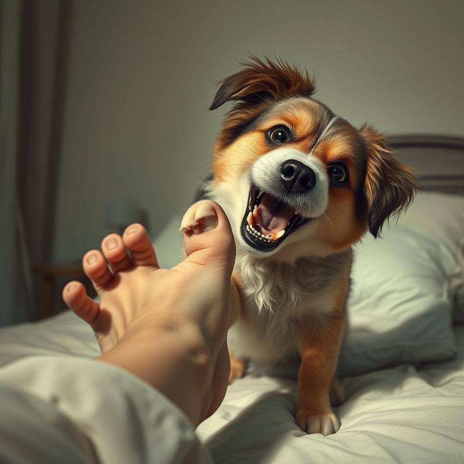Dream : Dog biting your toe in a dream
