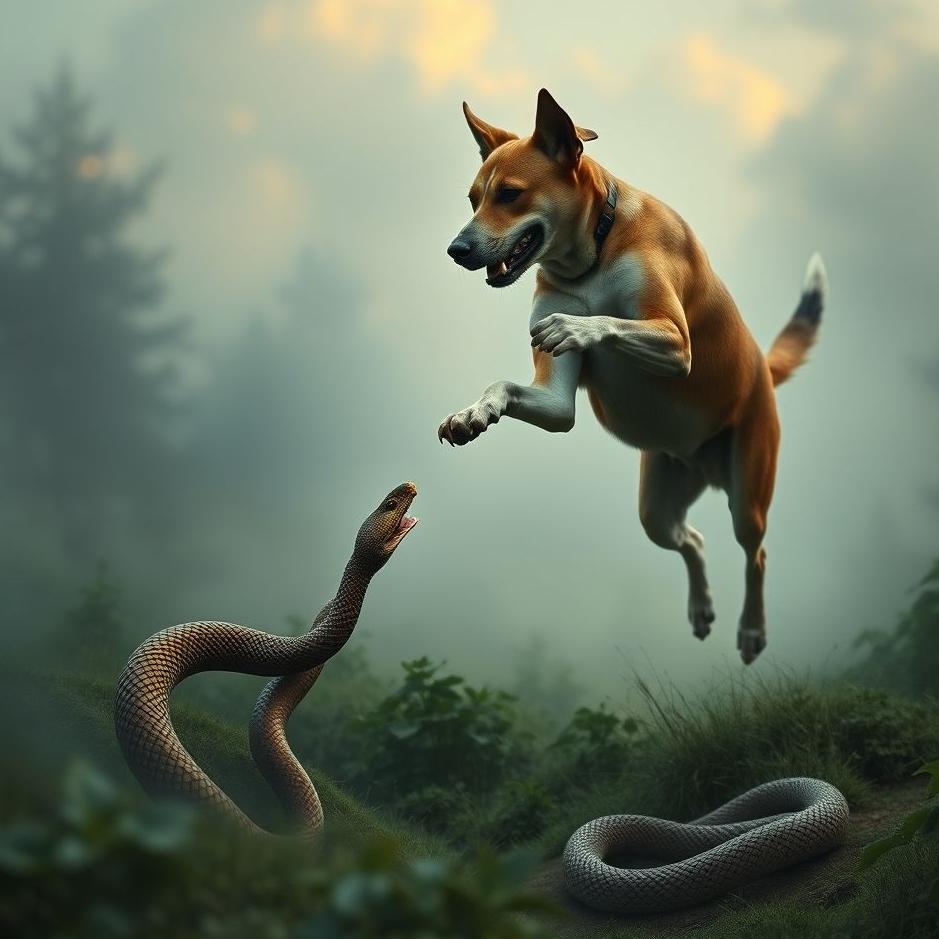 Dream : Dog catching a snake in a dream