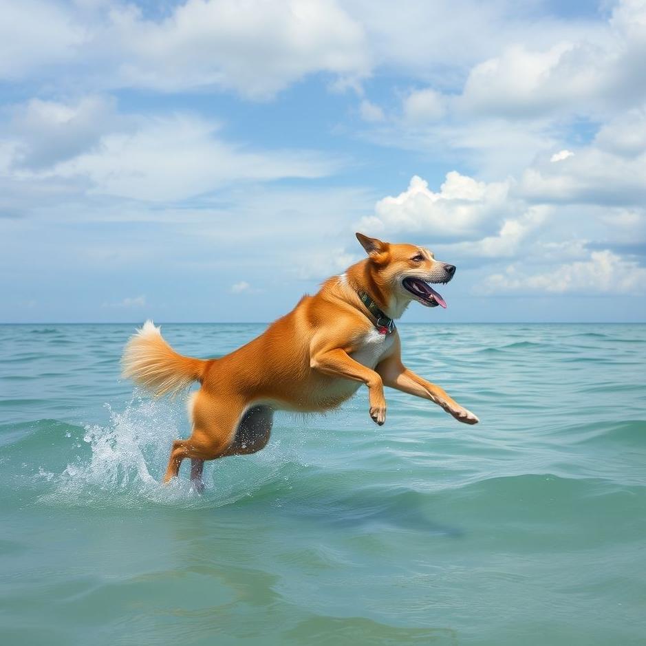 Dream : Dog jumping into the sea in a dream