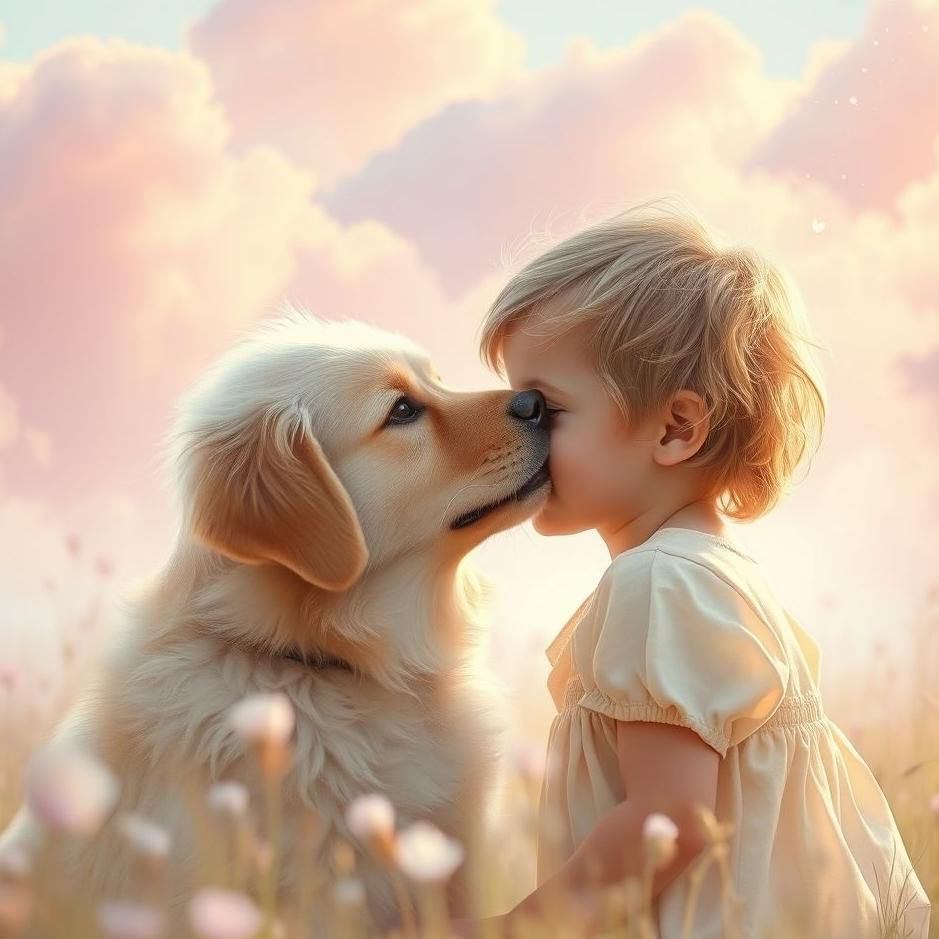 Dream : Dog kissing a child in a dream