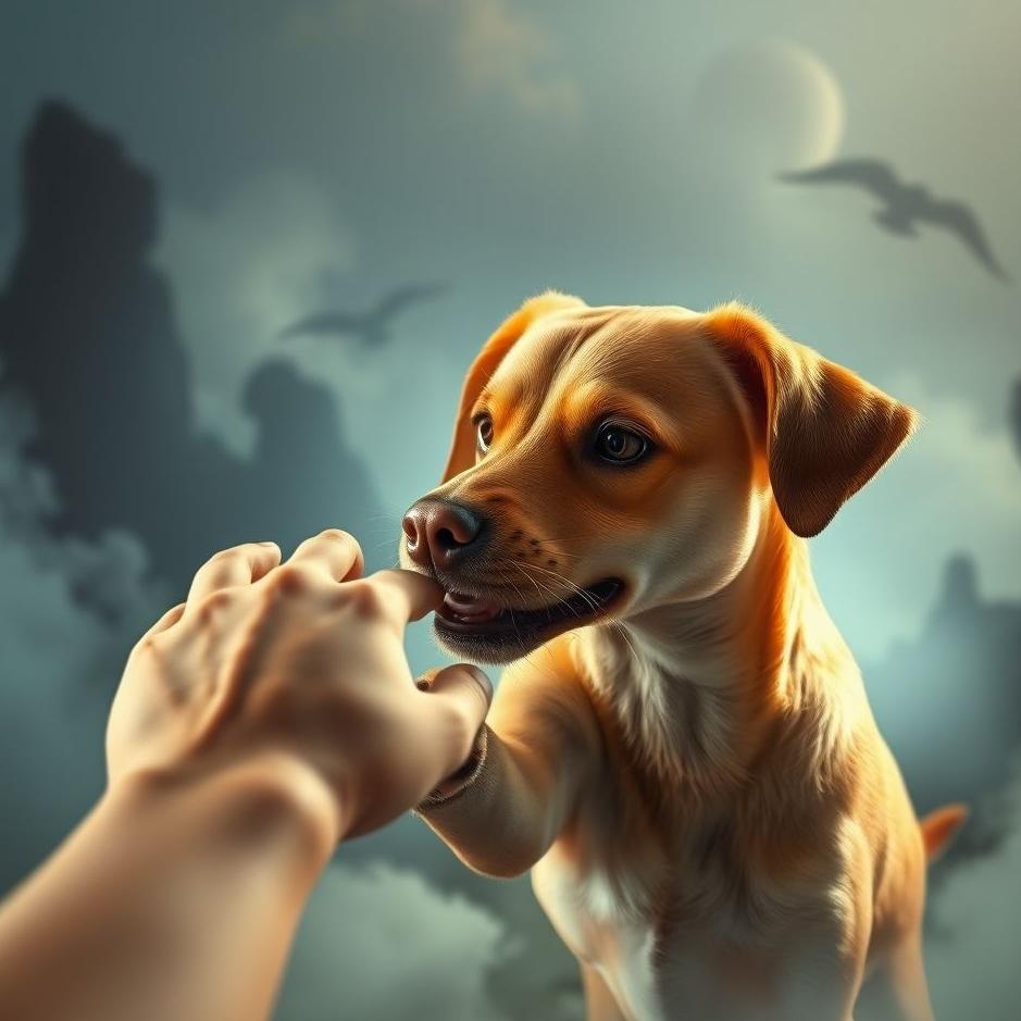 Dream : Dog trying to bite your hand in a dream