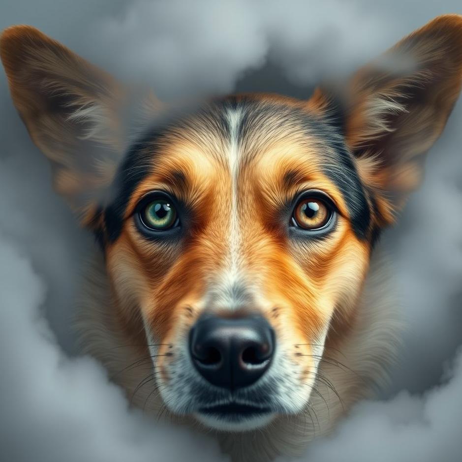 Dream : Dog with colored eyes in a dream