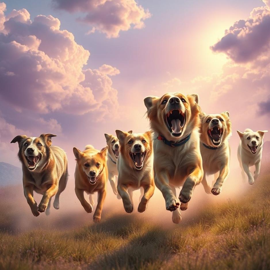 Dream : Dogs barking and running in a dream