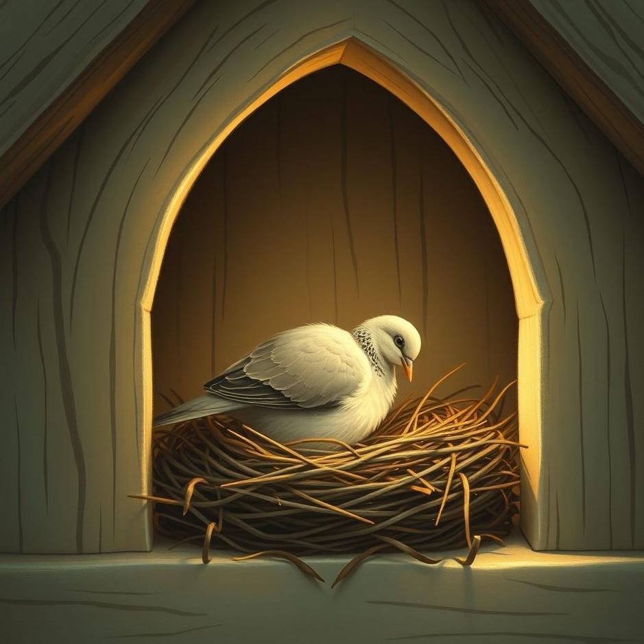 Dream : Dove making a nest in a house in a dream