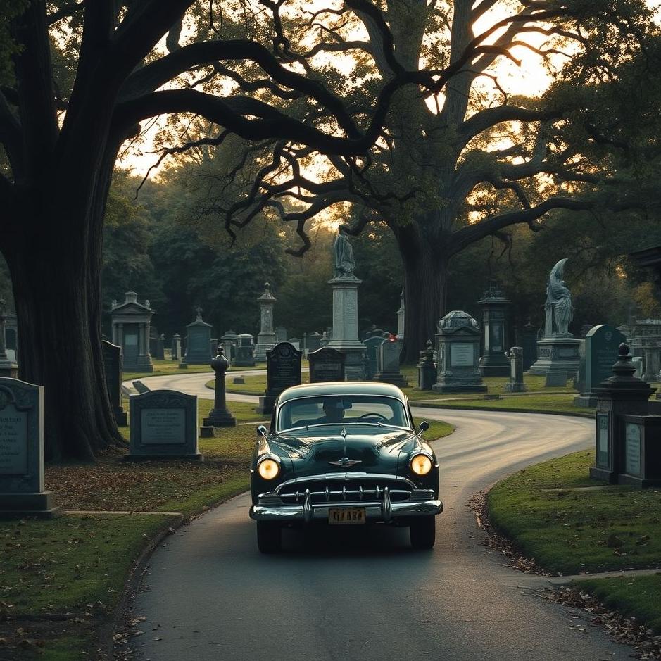 Dream : Driving a car in a cemetery