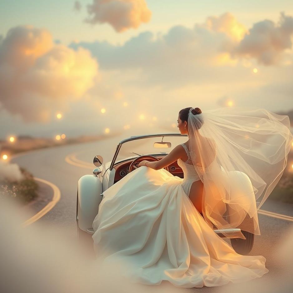 Dream : Driving a car in a wedding dress in a dream