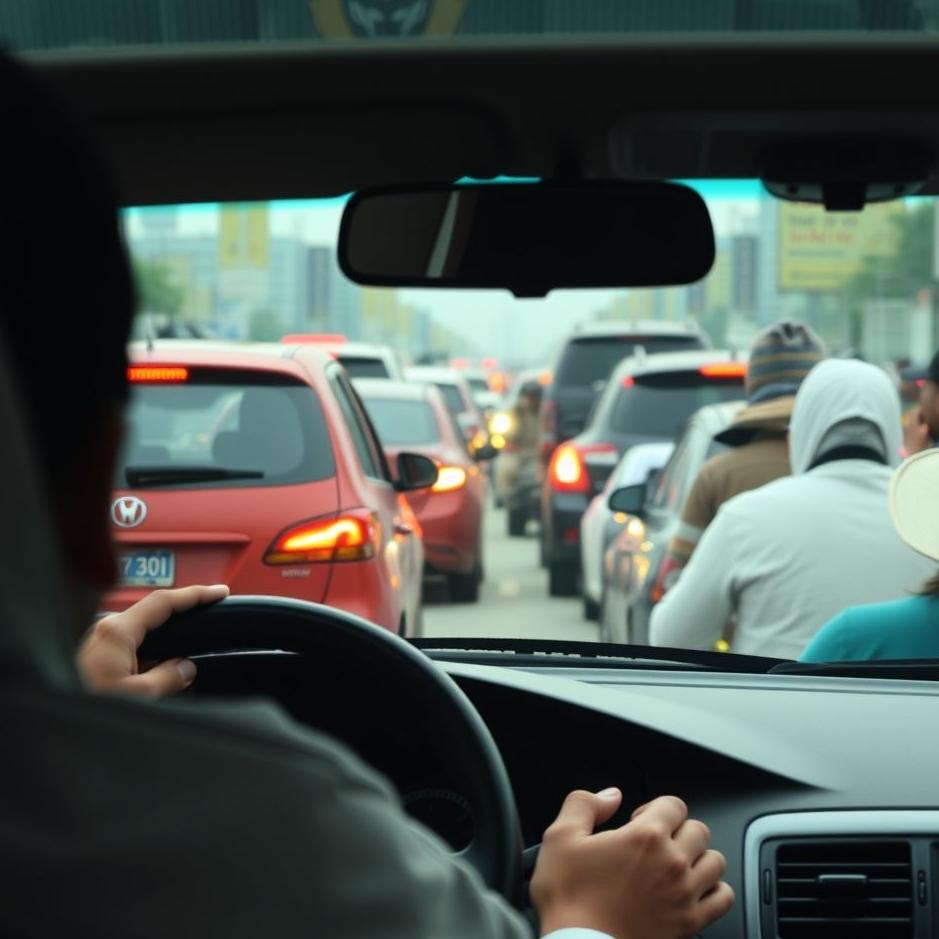 Dream : Driving a car in crowded traffic