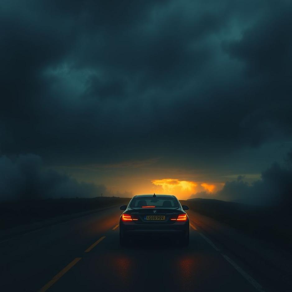 Dream : Driving a car on a dark road in a dream