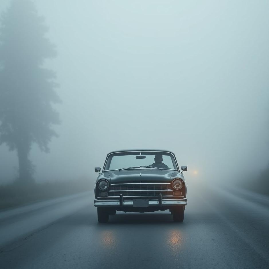 Dream : Driving a car on a foggy road