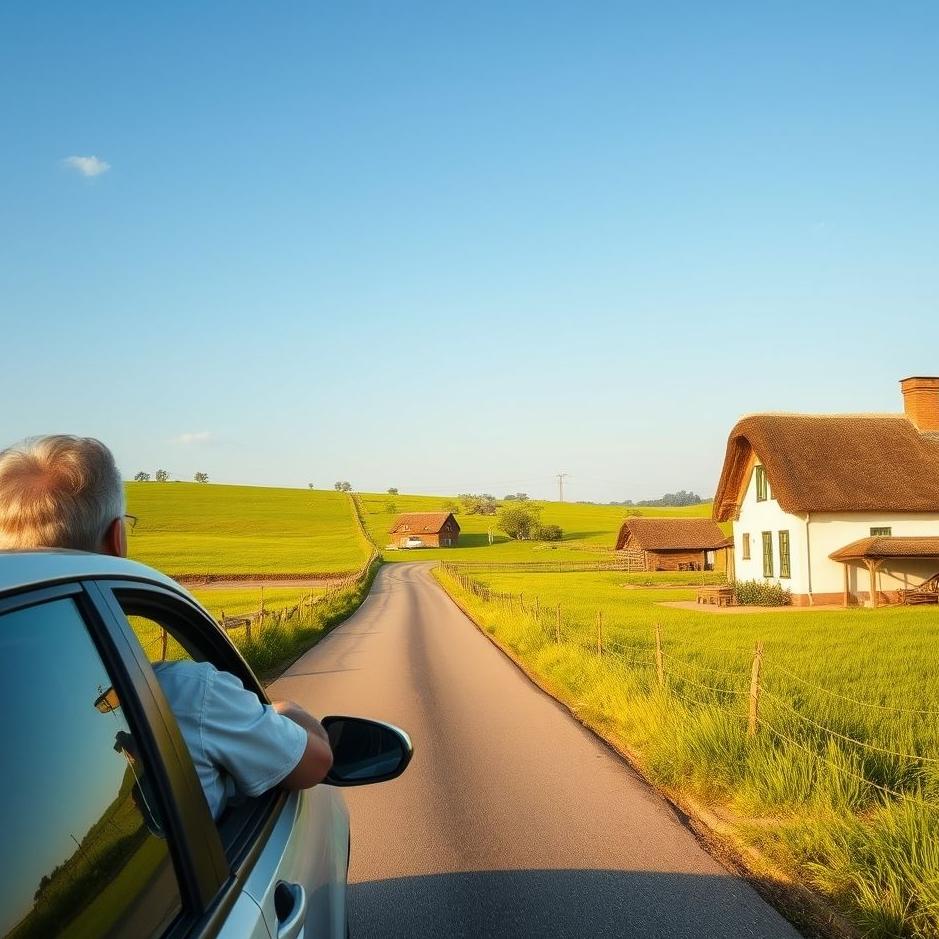 Dream : Driving a car on the road in the village