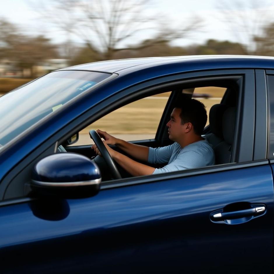 Dream : Driving a navy blue car