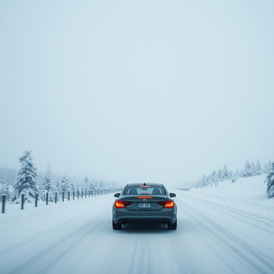Dream : Driving on a snowy road in a dream