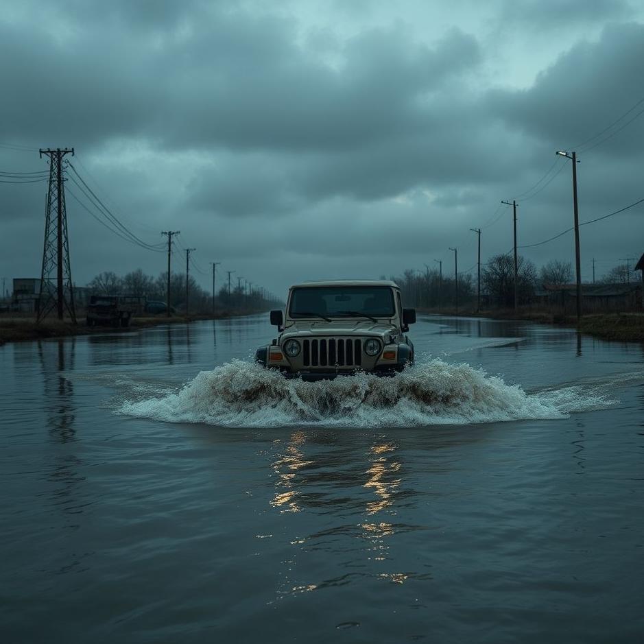Dream : Driving over murky water 