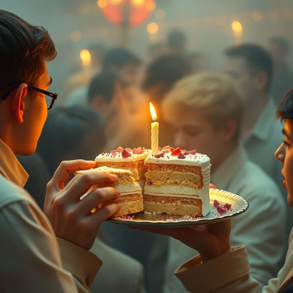 Dream : Eating cake in a crowd in a dream