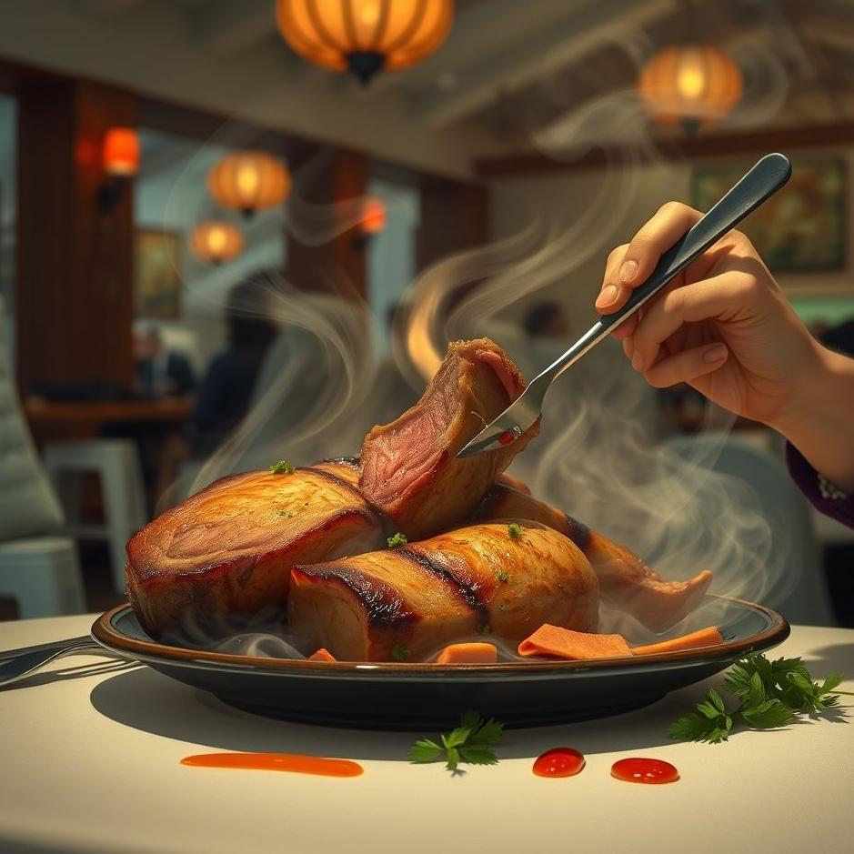 Dream : Eating meat in a restaurant in a dream