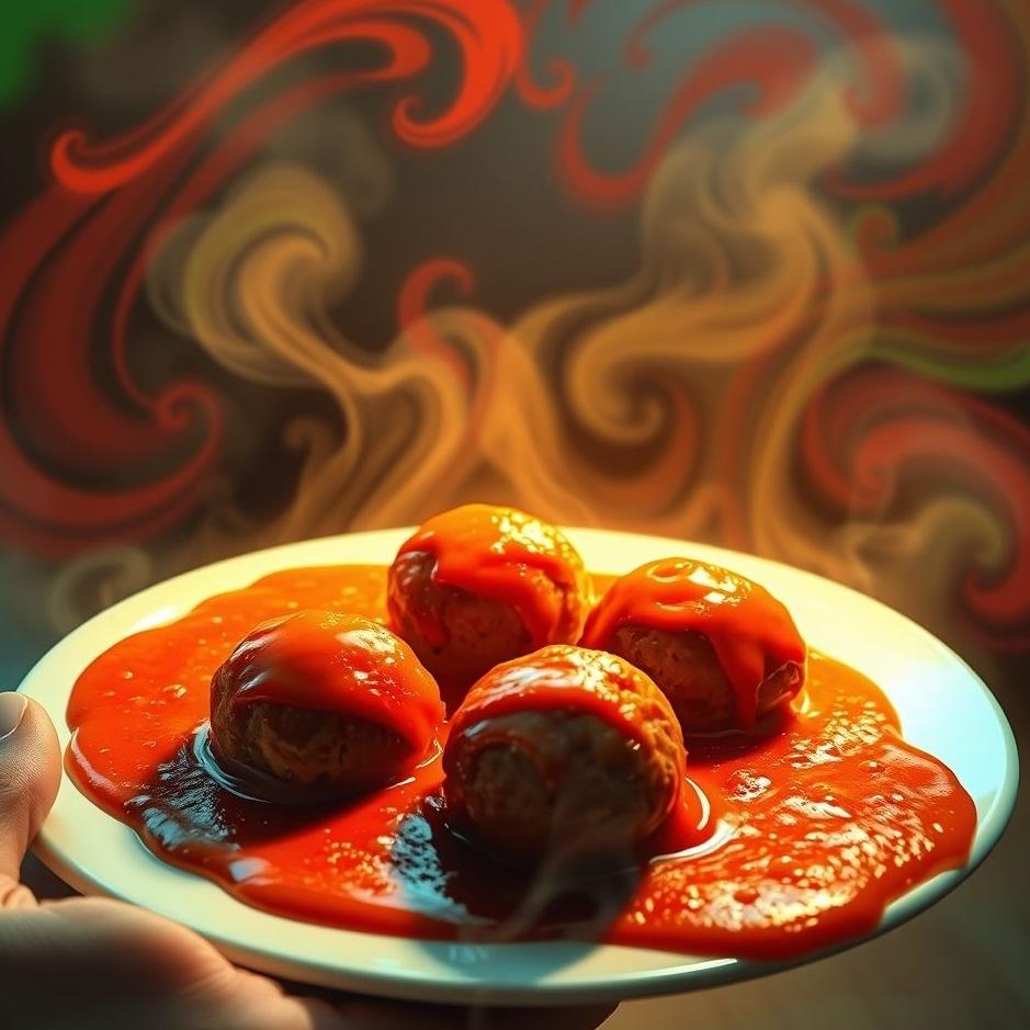 Dream : Eating meatballs with tomato paste in a dream
