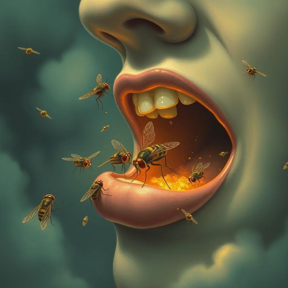 Dream : Escaping flies to the mouth in the dream