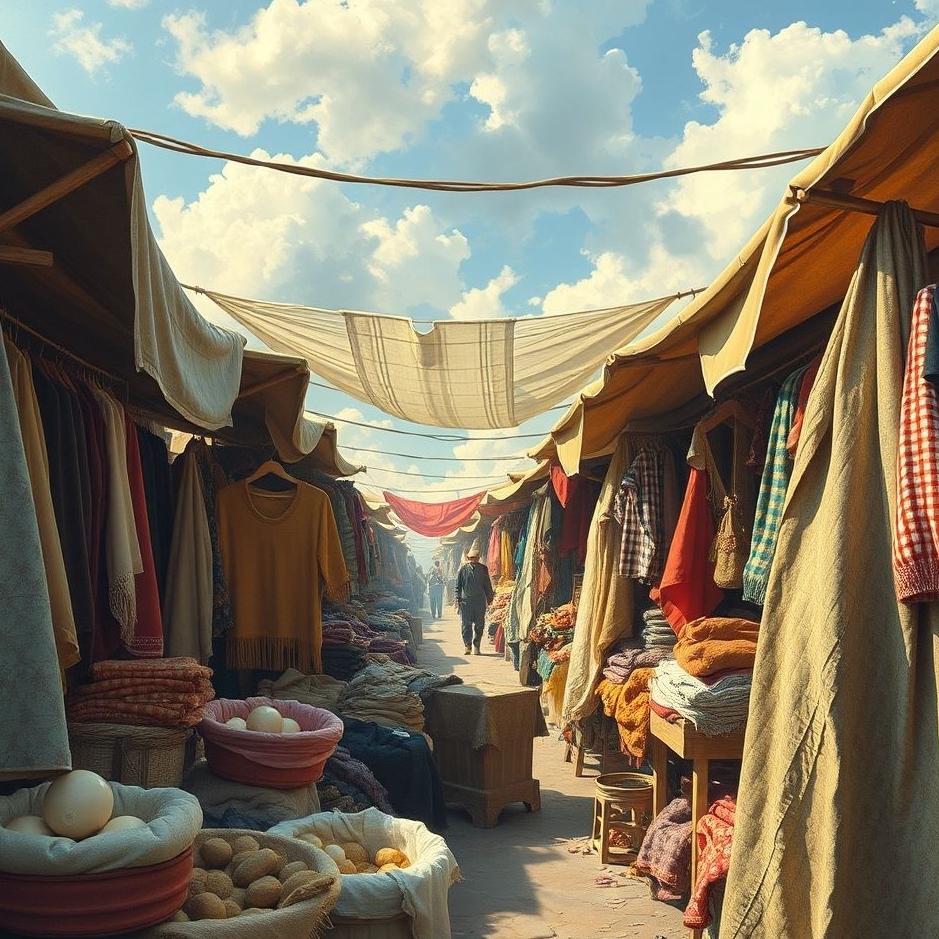 Dream : Fabric in the market in a dream