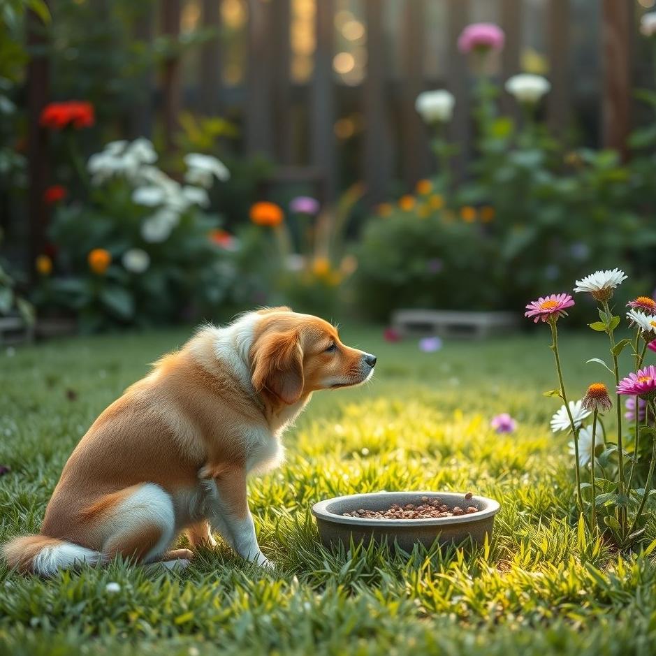 Dream : Feeding dog in the garden in the dream