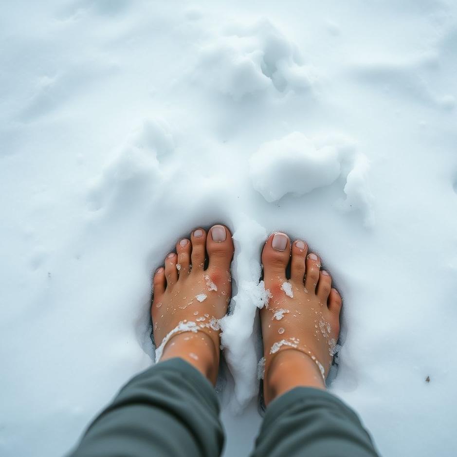 Dream : Feet getting wet in the snow in a dream