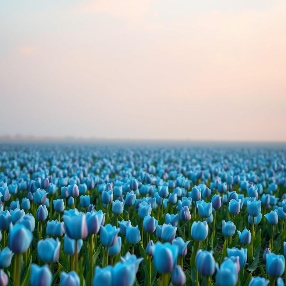 Dream : Field of blue tulips in a dream