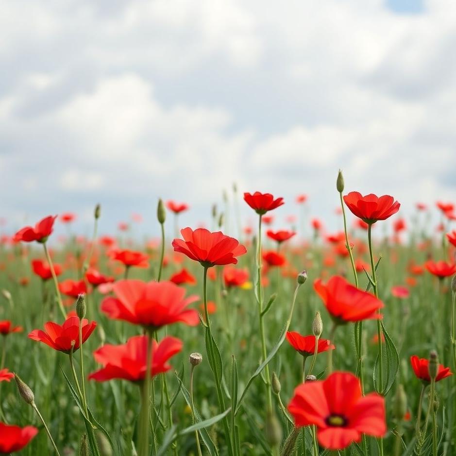 Dream : Field of red flowers in a dream