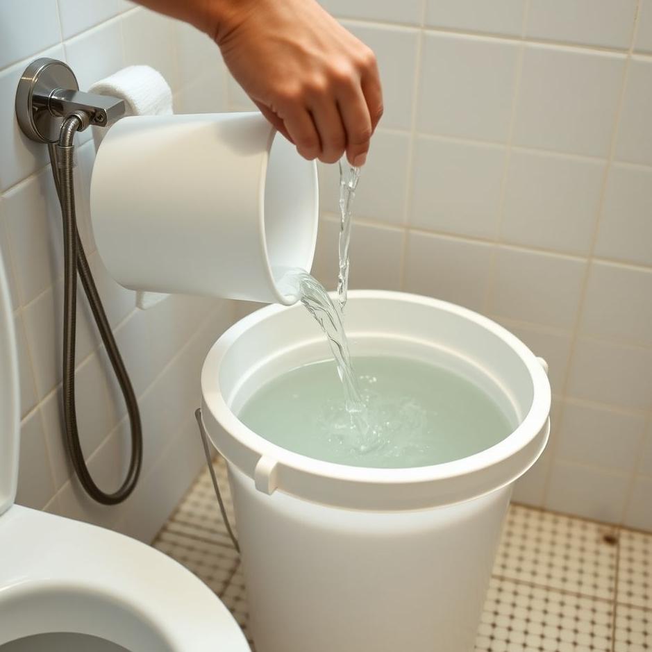 Dream : Filling a bucket with water in a bathroom 