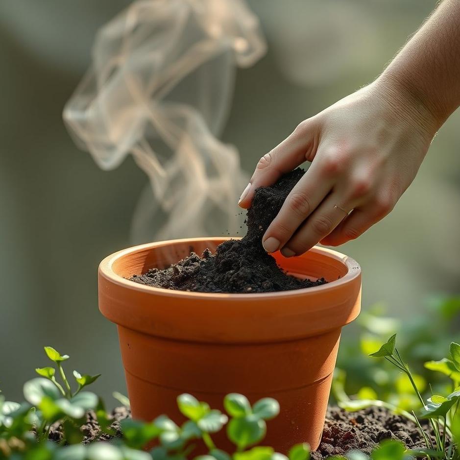Dream : Filling soil in a flower pot in a dream