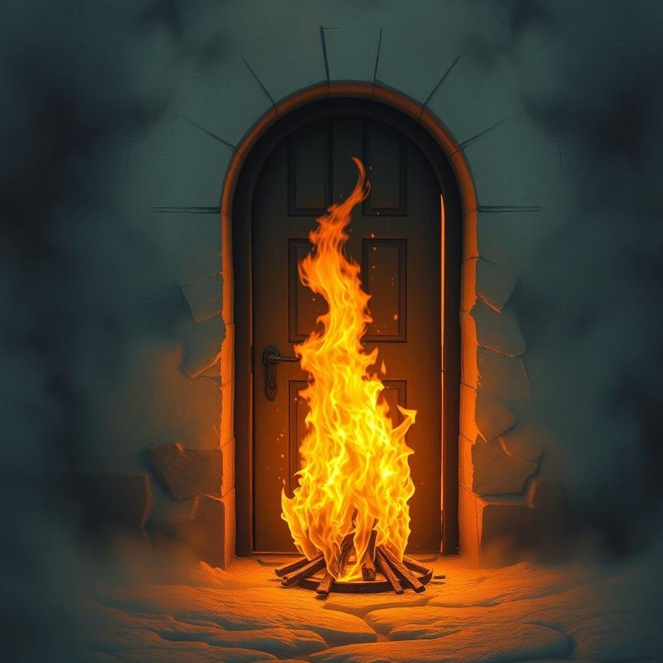 Dream : Fire burning in front of the door in a dream