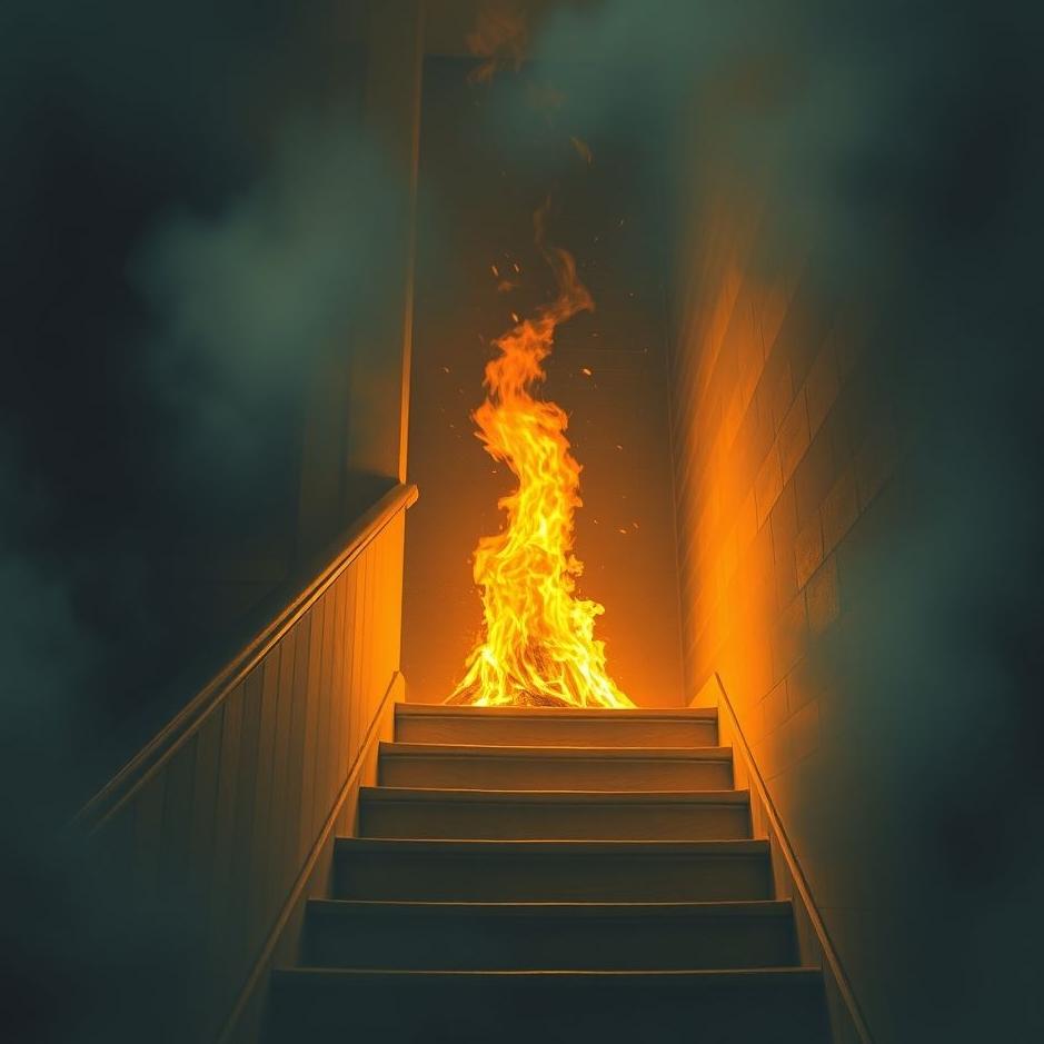 Dream : Fire on the stairs in a dream