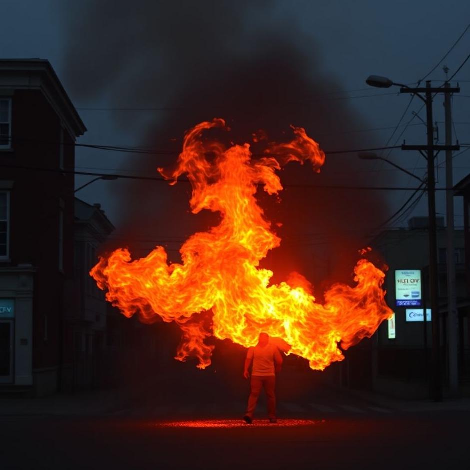 Dream : Fire on the street in a dream