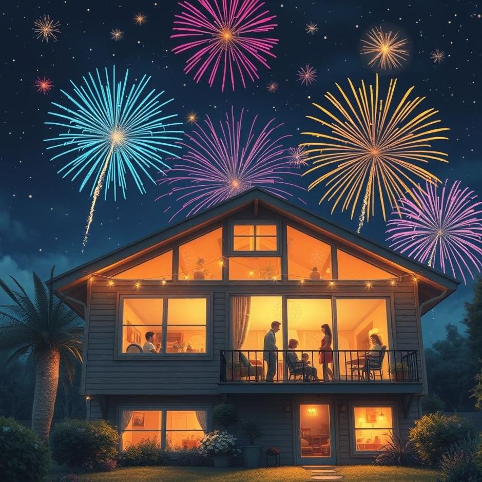Dream : Fireworks at home in a dream