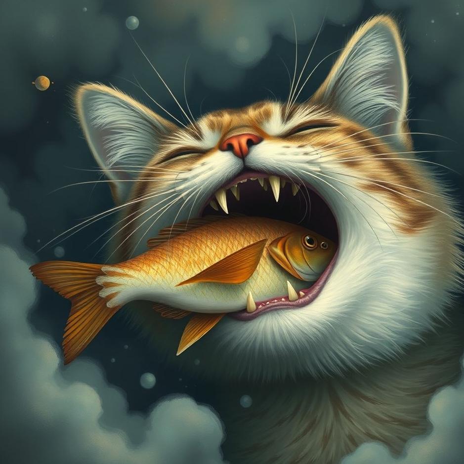 Dream : Fish in a cat's mouth in a dream