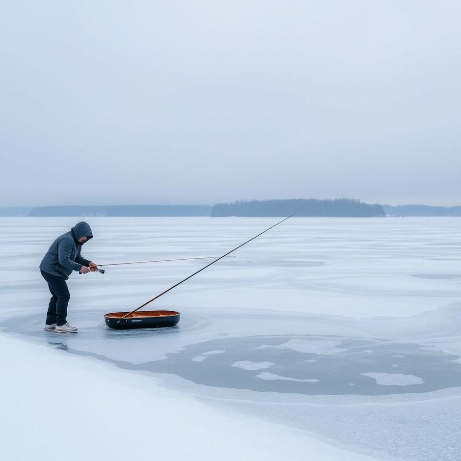 Dream : Fishing in a frozen lake 