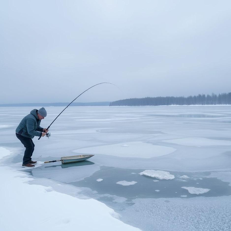 Dream : Fishing in an icy lake 