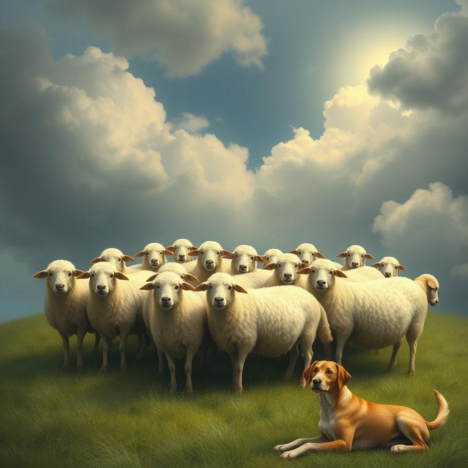 Dream : Flock of sheep and a dog in a dream