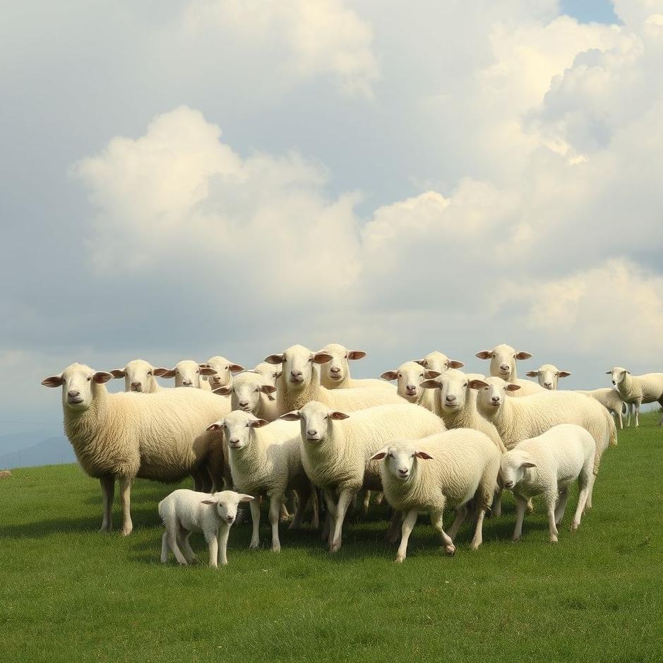 Dream : Flock of sheep and lambs in a dream