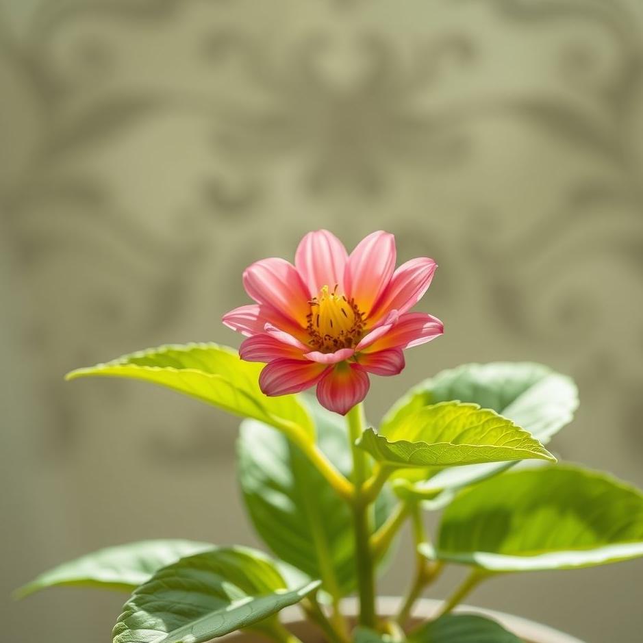 Dream : Flower with green leaves in a pot in a dream