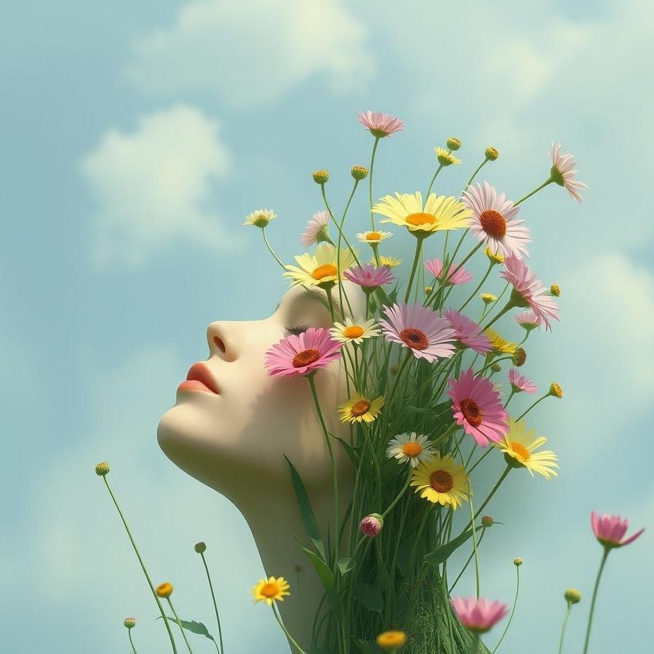 Dream : Flowers growing on one's head in a dream