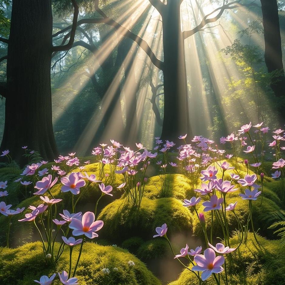 Dream : Flowers in a forest in a dream