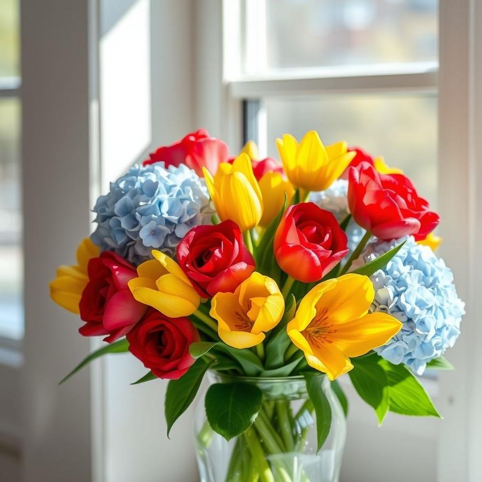 Dream : Flowers in a glass vase 