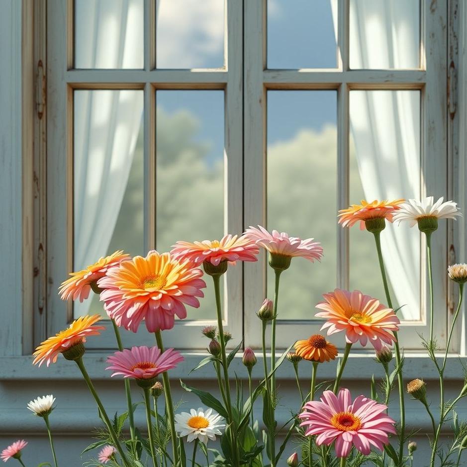 Dream : Flowers in front of the window in a dream