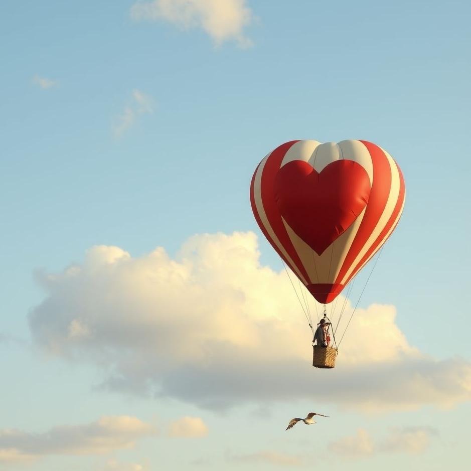 Dream : Flying balloon with a heart in a dream