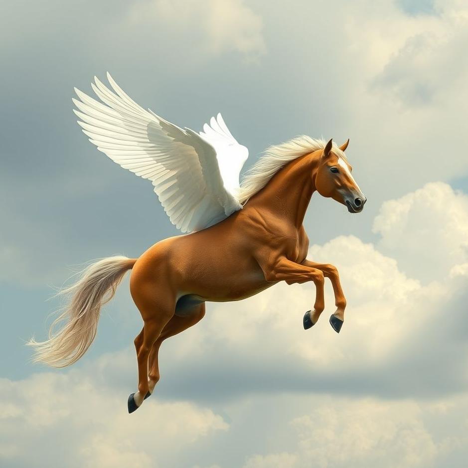 Dream : Flying horse with wings in a dream