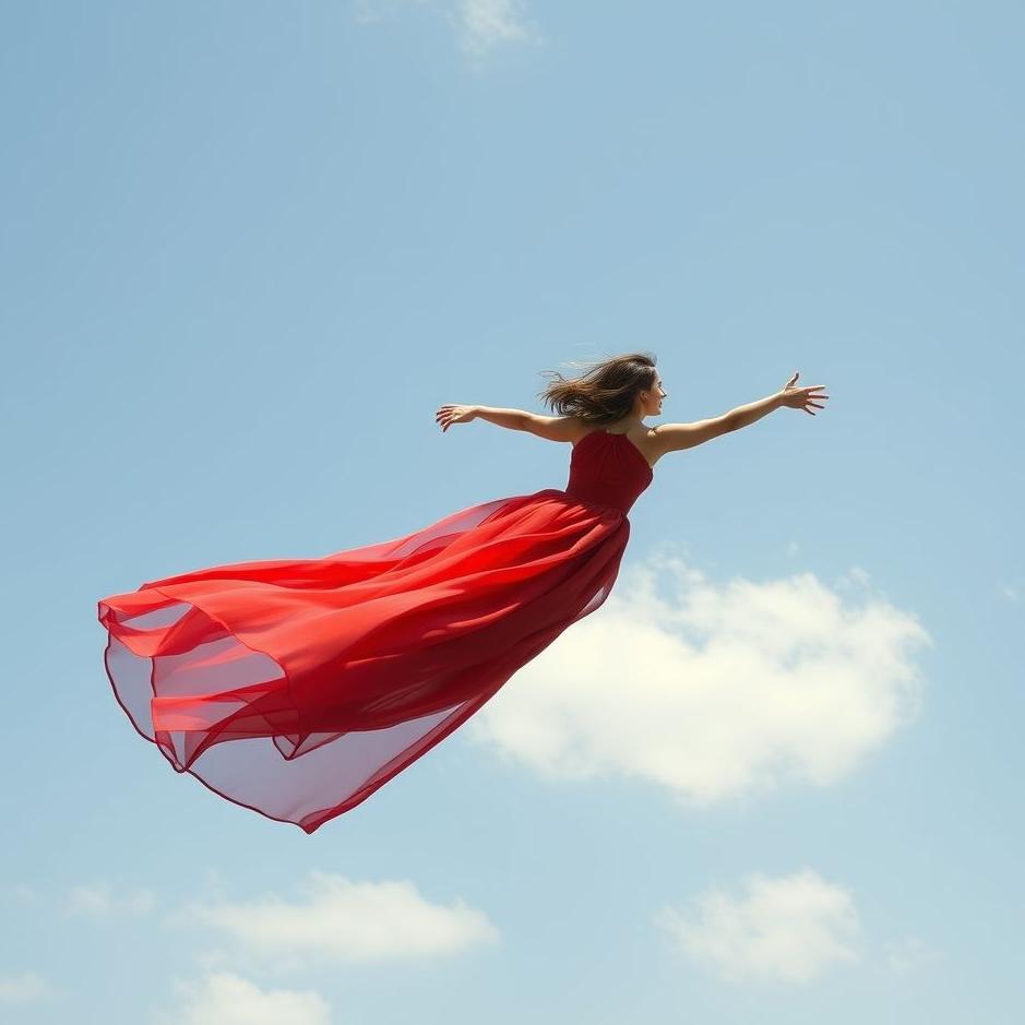 Dream : Flying in a red dress in a dream