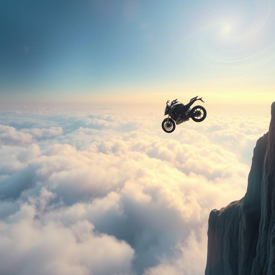 Dream : Flying off a cliff on a motorcycle in a dream