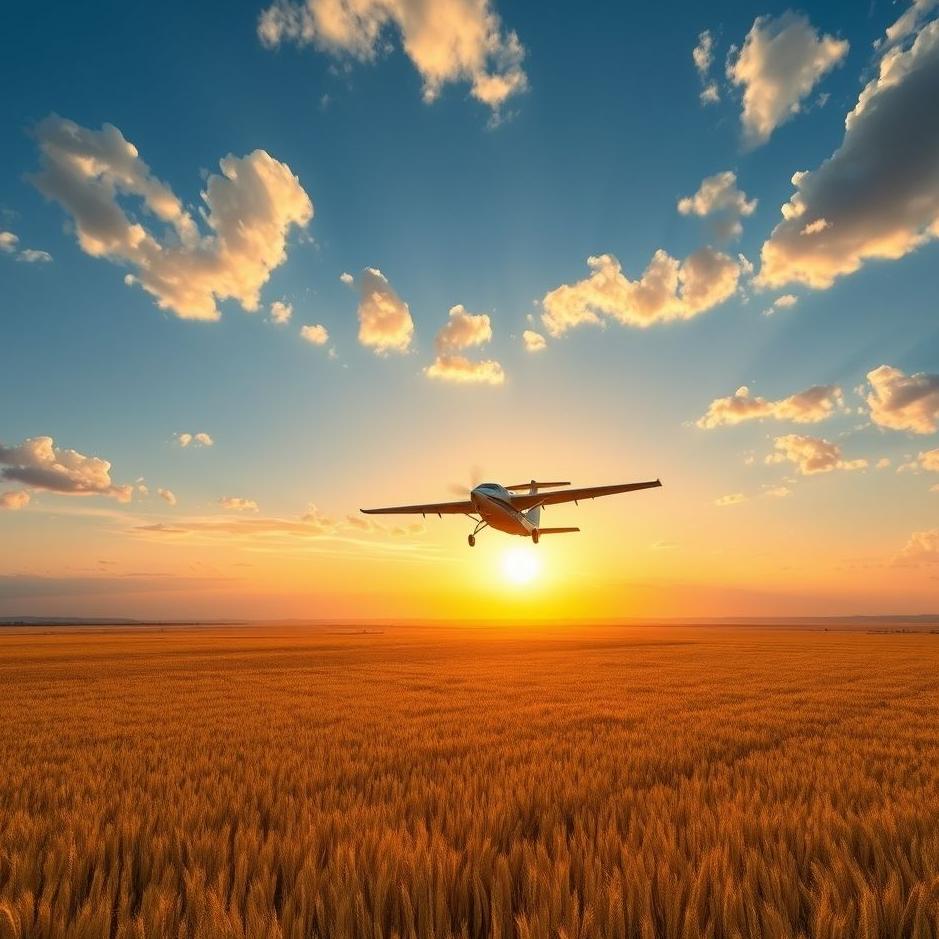 Dream : Flying over a wheat field 